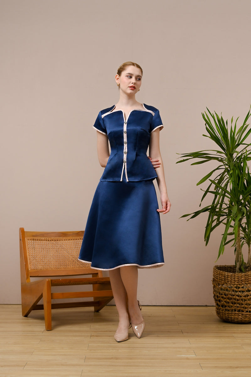 Catalina Top - Duchess Satin Fit Flared Top