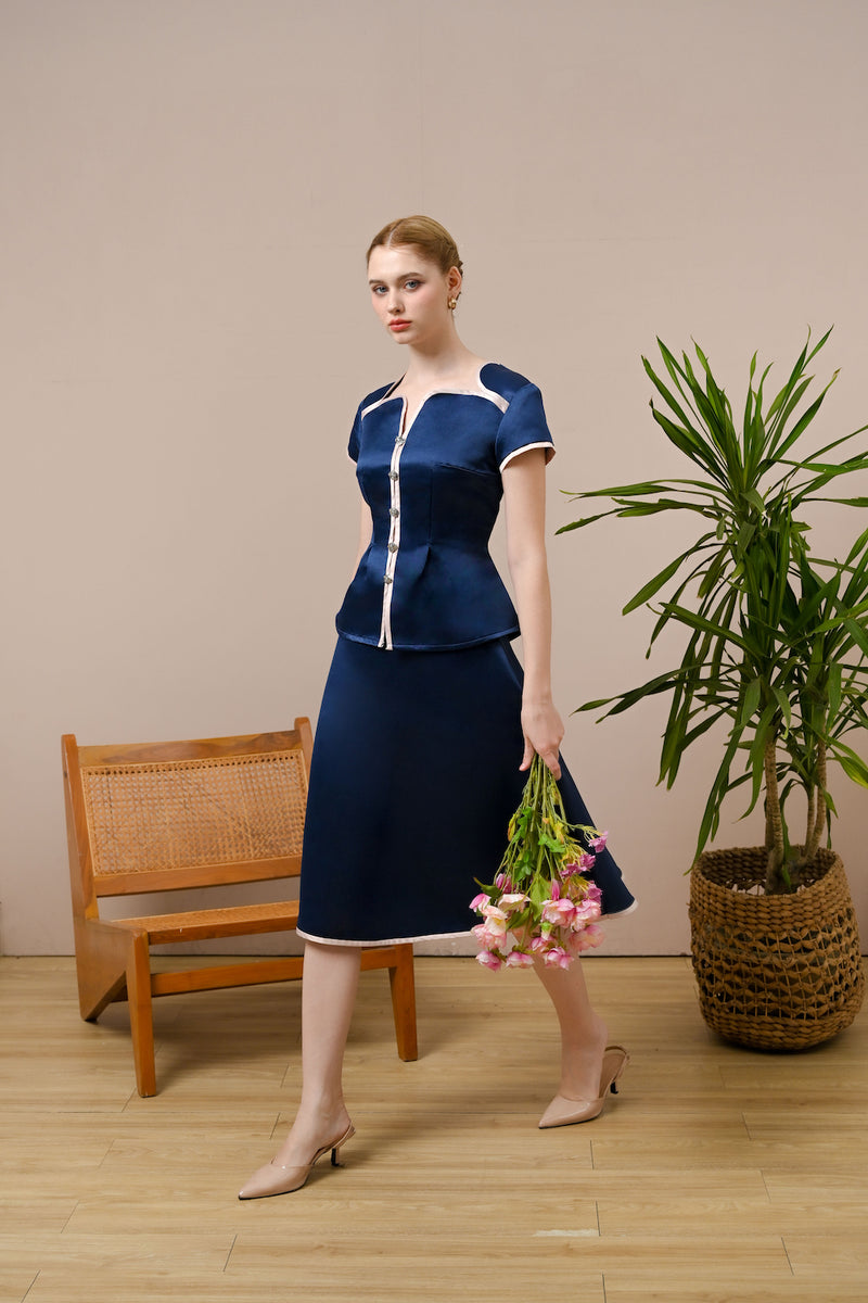 Catalina Top - Duchess Satin Fit Flared Top