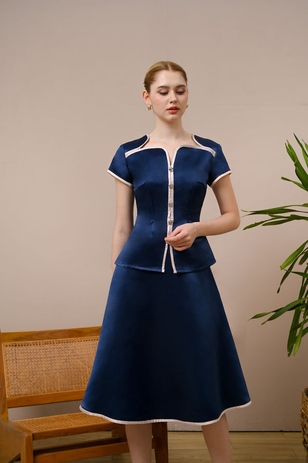 Catalina Top - Duchess Satin Fit Flared Top