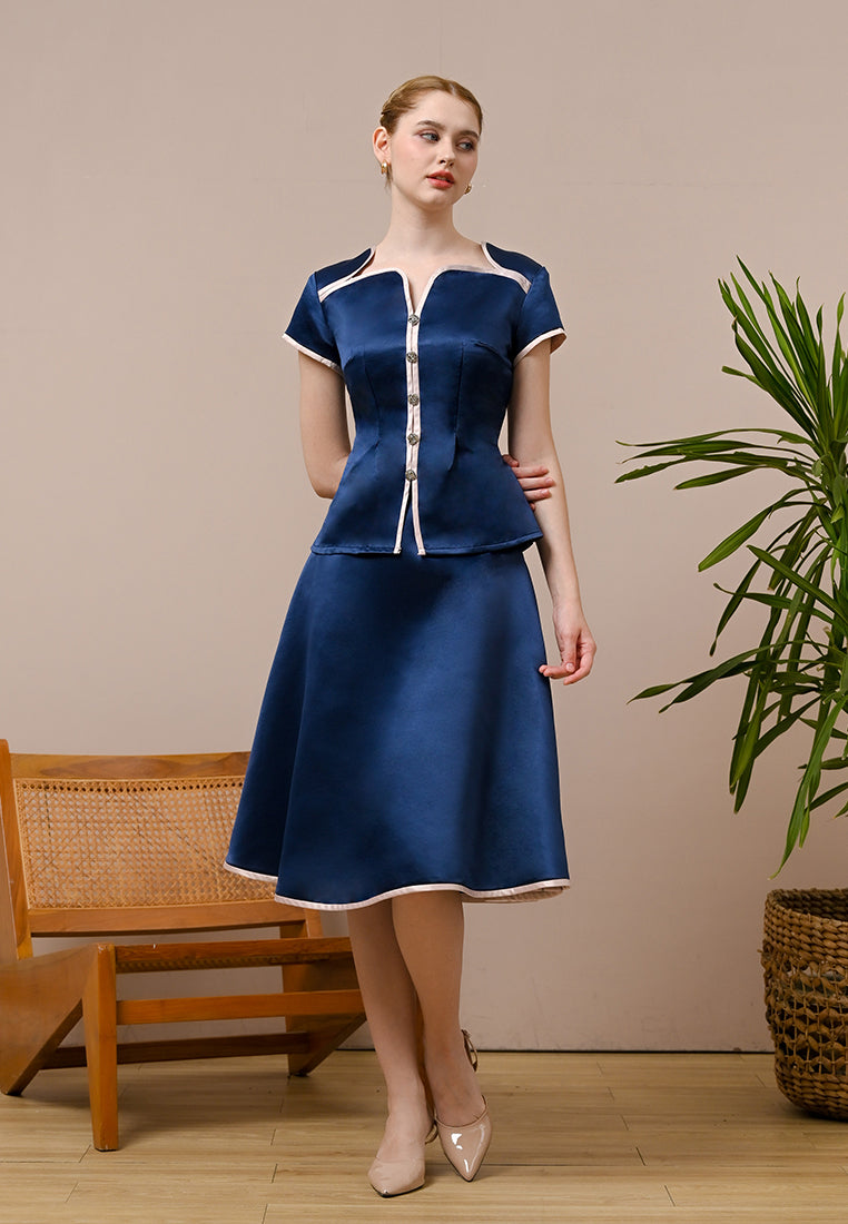 Catalina Skirt - Duchess Satin Flared Skirt