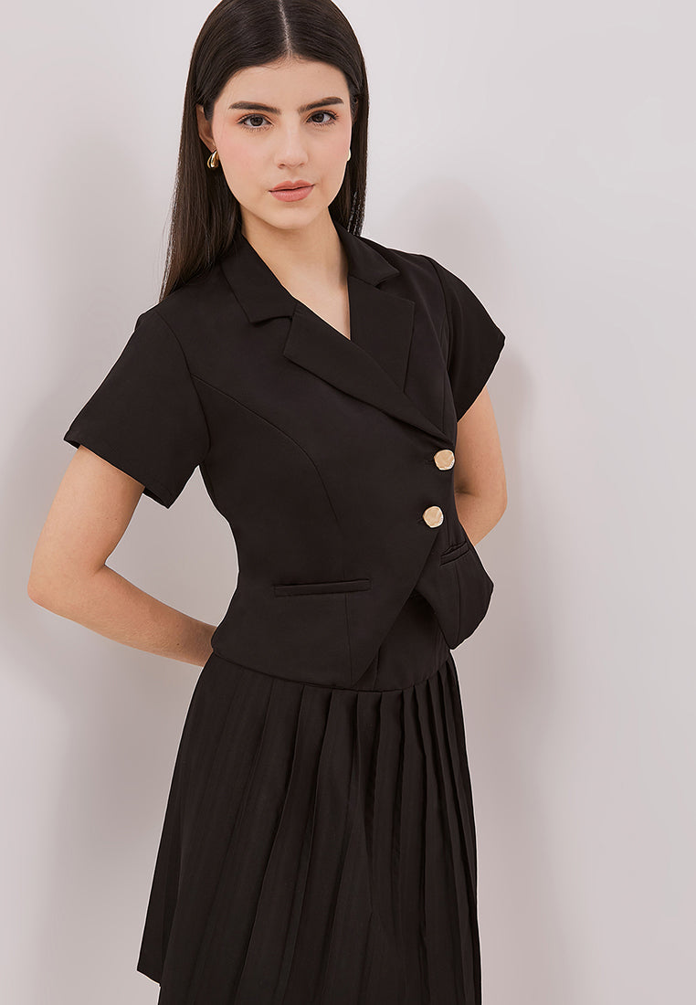 Climen Blazer - Short Sleeves Cropped Blazer