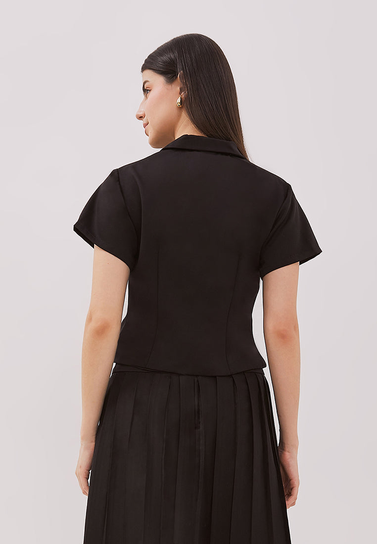Climen Blazer - Short Sleeves Cropped Blazer