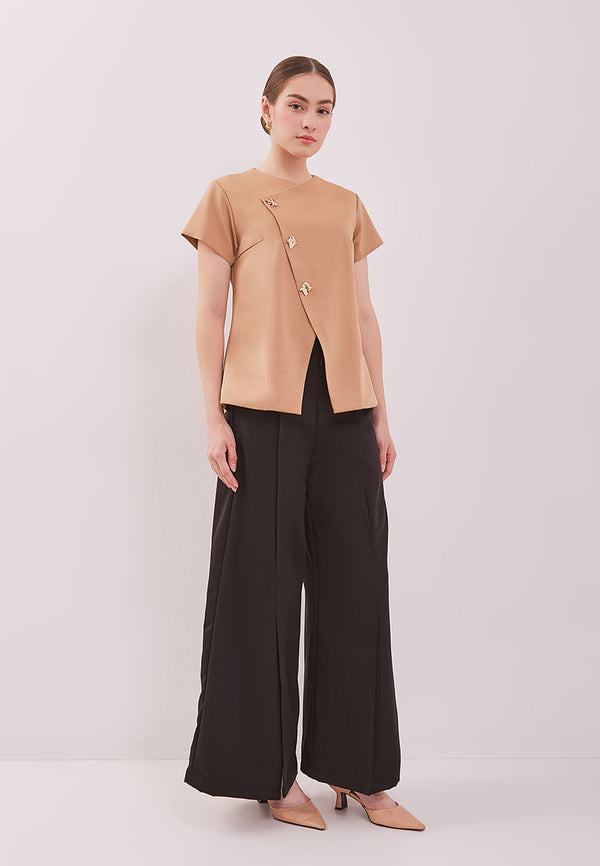 Lorenz Pants - Front Slit Wide Leg Pants
