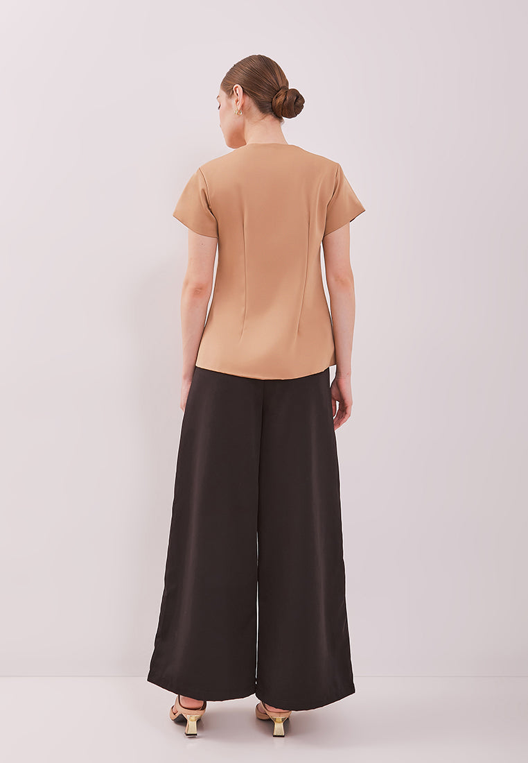Manon Top - Overlap Buttoned Twill Top